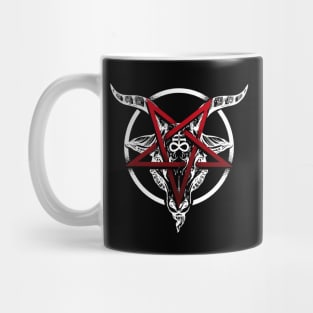 Satan Baphomet, goat and reversed pentagram star. Mug